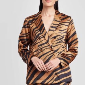Who What Wear Animal Print Silky Blazer Blouse